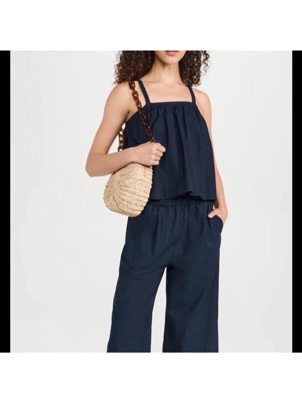 stateside 100% voile cotton top in navy blue